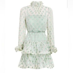 ZIMMERMANN Polka Dot Lovestruck Fluted Mini Dress, Size 0
